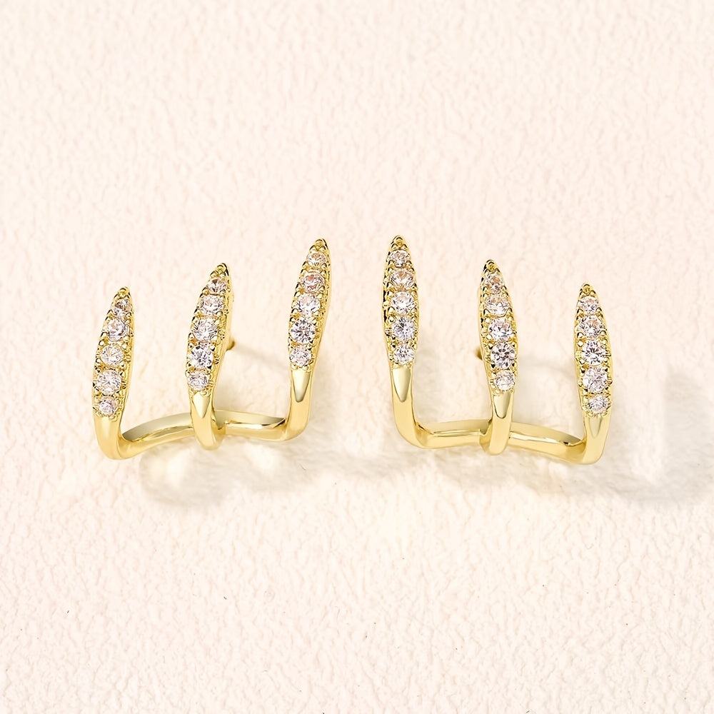 Elegant Rhinestone Three-Claw Earrings