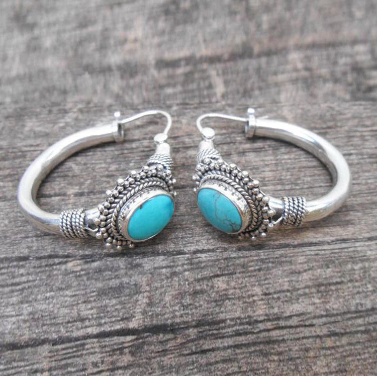 Elegant Turquoise Retro-Inspired Earrings