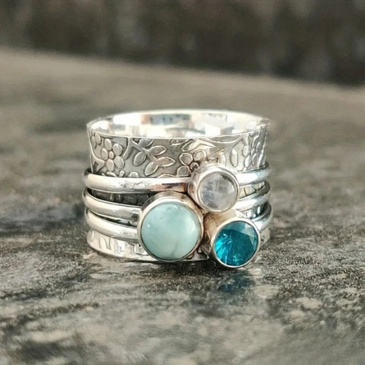 Elegant Natural Blue Stone Ring