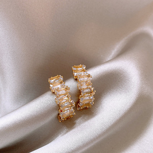Elegant Gold Earrings with Zirconia Sparkle