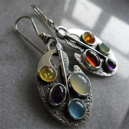 Multicoloured Stone Vintage Earrings