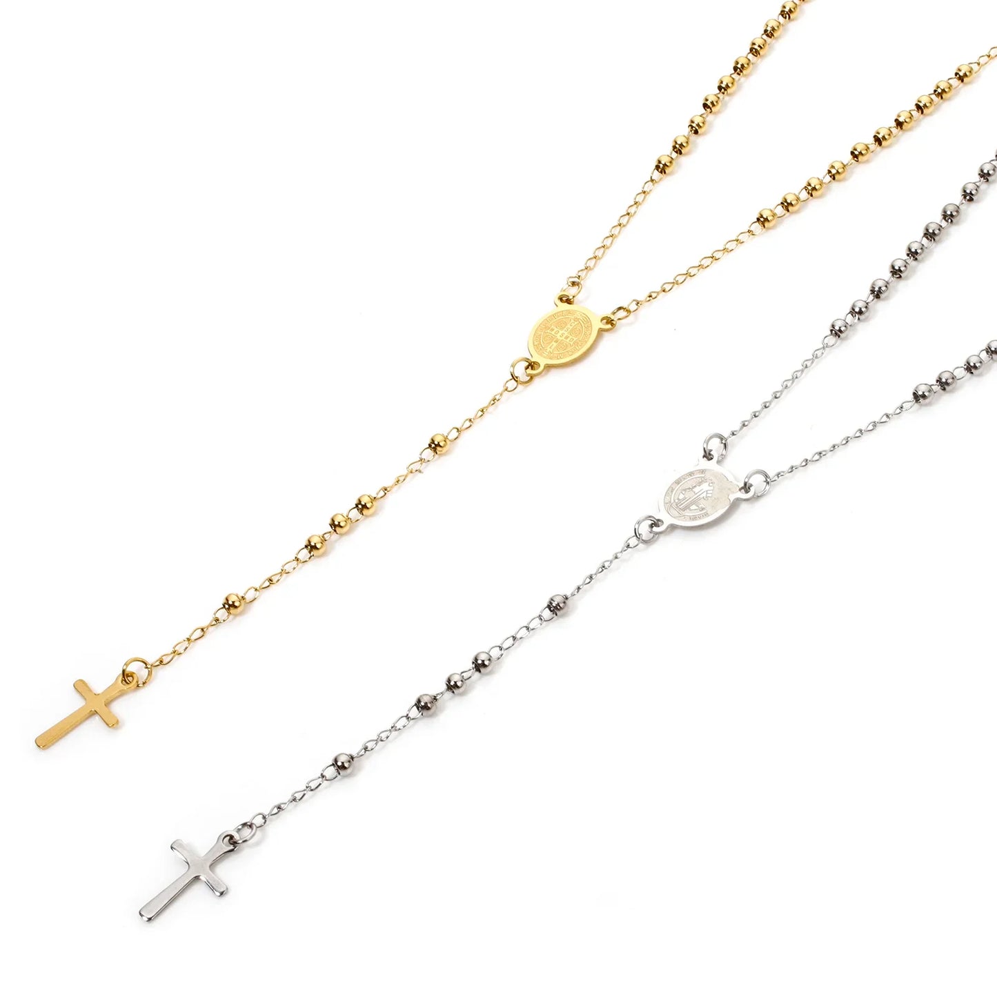 Stainless Steel Rosary Necklace