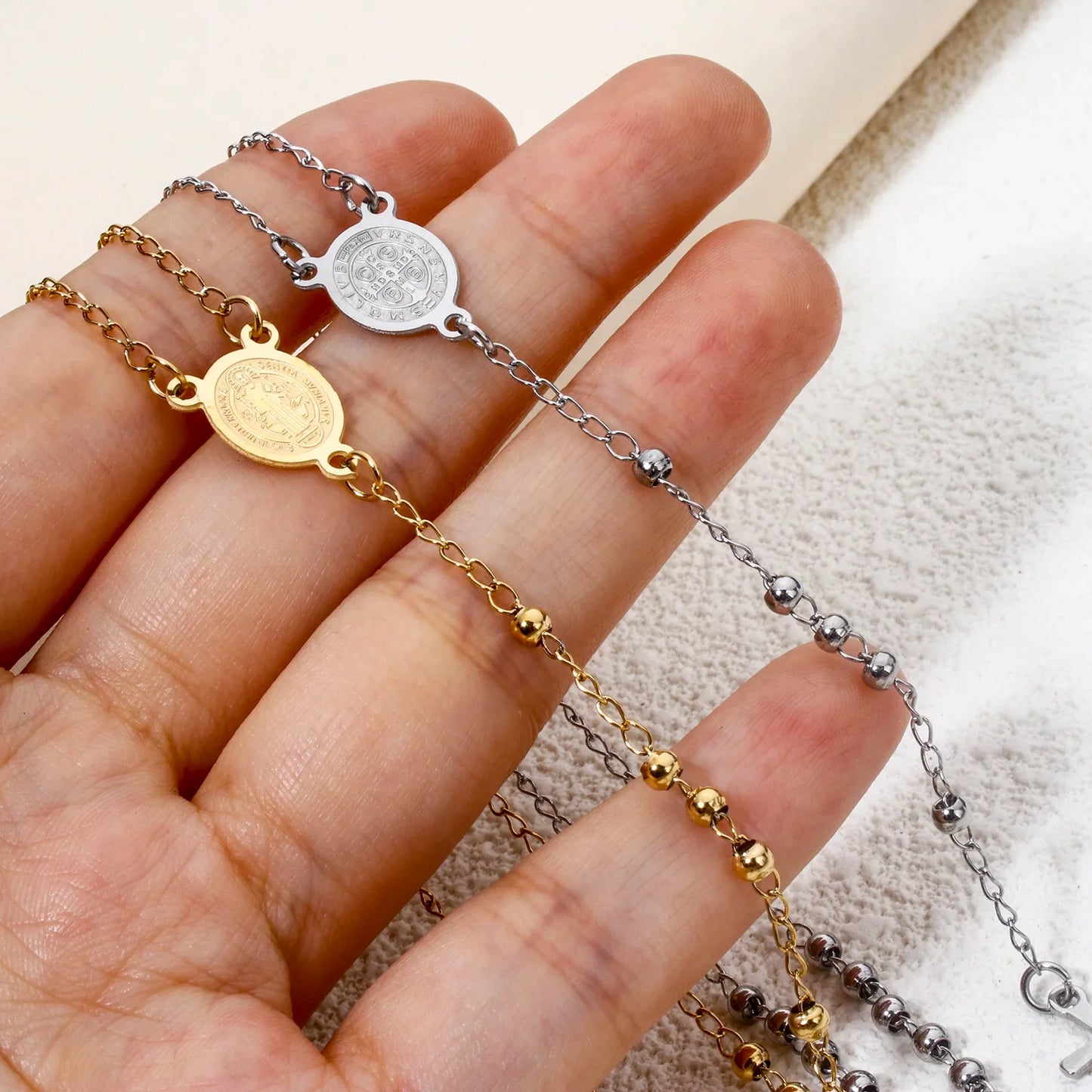 Stainless Steel Rosary Necklace