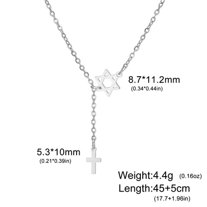 Stainless Steel Star & Cross Necklace