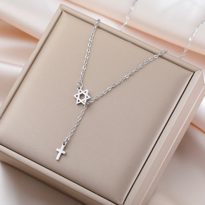 Stainless Steel Star & Cross Necklace