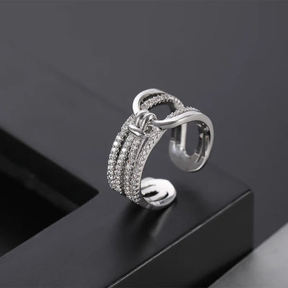 Golden Double Band Chain Ring