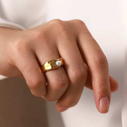 Elegant Natural Gold Pearl Ring