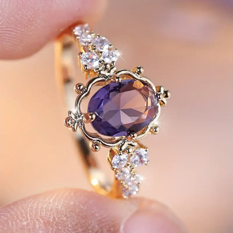 Radiant Purple Gold Ring
