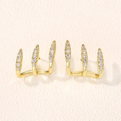 Elegant Rhinestone Three-Claw Earrings
