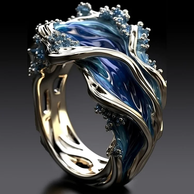 Classic Golden Ocean Wave Ring