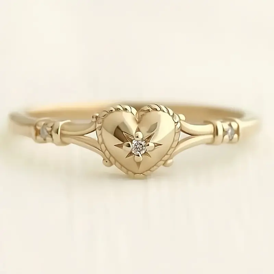 Gold Heart Star Ring