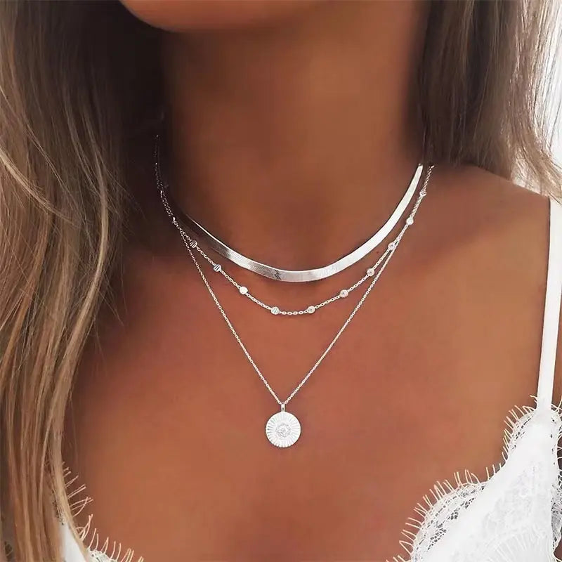 Elegant Silver Chain Necklace Set